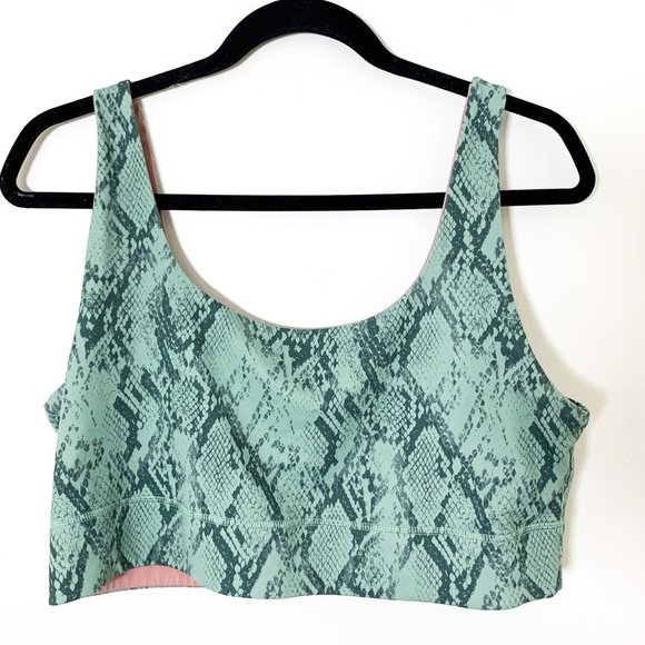 Fabletics reversible sports bra pink green snakeskin XL - Picture 7 of 9